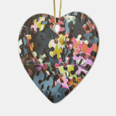 パズルピースハート型オーナメント セラミックオーナメント (左)