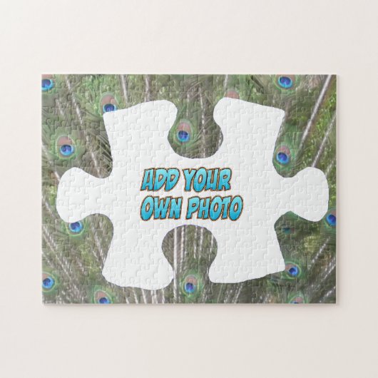 パズルピースパズル：孔雀の羽、写真を追加 ジグソーパズル (横)