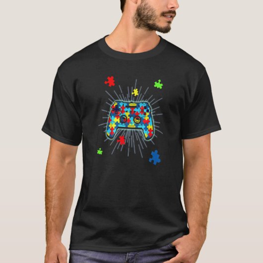 パズルピースビデオゲーム制御ゲーマー自閉症A Tシャツ (正面)