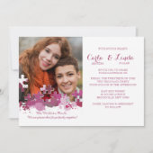 パズルピースフォト結婚ズピンク招待状 招待状 (正面)