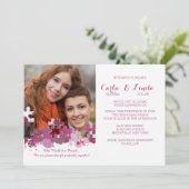 パズルピースフォト結婚ズピンク招待状 招待状 (スタンド正面)