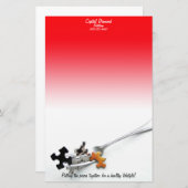 パズルピースフォークレッドホワイトグラデーション 便箋 (正面/裏面)