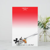 パズルピースフォークレッドホワイトグラデーション 便箋 (スタンド正面)