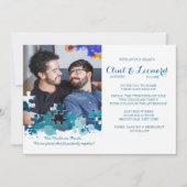 パズルピースブルーフォト結婚式招待状 招待状 (正面)