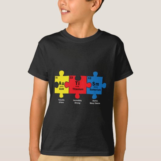 パズルピース化学素子カッコいい自閉症アレーン Tシャツ (正面)