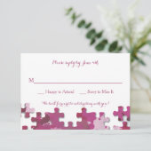 パズルピース応答カードピンク 出欠カード (スタンド正面)