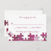 パズルピース応答カードピンク 出欠カード (正面/裏面)