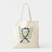 パズルピース認識度リボンカスタムアートトートバッグ トートバッグ (裏面)