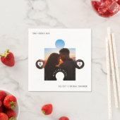 パズルピース フォト ブライダルシャワー スタンダードカクテルナプキン (インサイチュ)