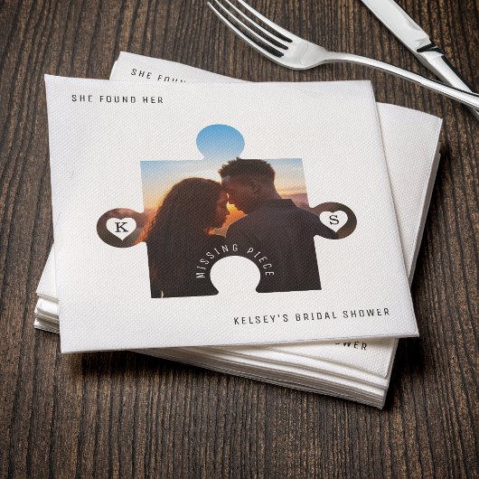 パズルピース フォト ブライダルシャワー スタンダードカクテルナプキン