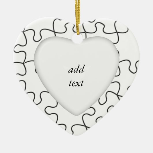 パズルピース(背景色またはイメージの追加) セラミックオーナメント (正面)