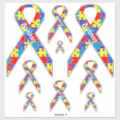 [パズルピース]自閉症啓発リボンビニール シール (シート)