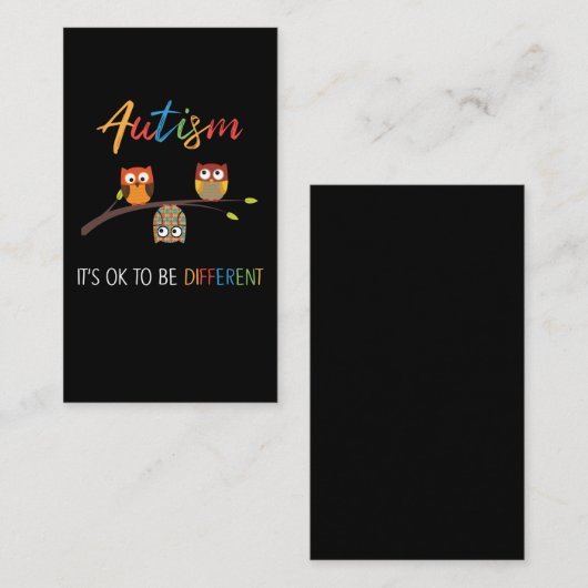 パズルフクロウ可愛い自閉症啓蒙自閉症児 名刺 (正面/裏面)