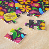 パズルフローラ黄色(昆虫)マルハナバチ花 ジグソーパズル (側面)