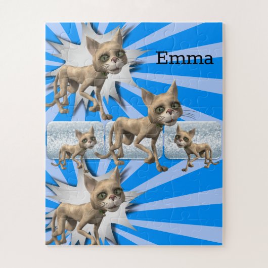 パズルフローラ3dネコBlue Gray ジグソーパズル (縦)