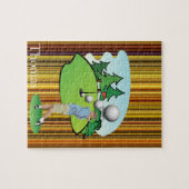 パズルブラウン白黒ストライプゴルファーゴルフ ジグソーパズル (横)