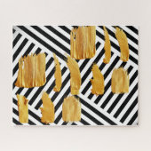 パズルブラック&ホワイトストライプ金ゴールド ジグソーパズル (横)