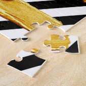 パズルブラック&ホワイトストライプ金ゴールド ジグソーパズル (側面)