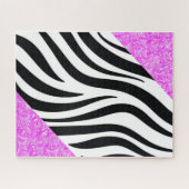 パズルブラック&ホワイトレオパード紫パターン ジグソーパズル (横)