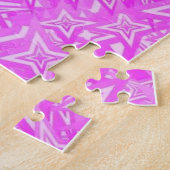 パズルブラック&ホワイトレオパード紫パターン ジグソーパズル (側面)