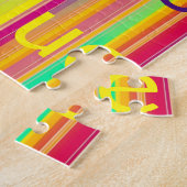 パズルブルーイエローカラーズブライトストライプ ジグソーパズル (側面)