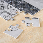 パズルブルーエレファントブラック&ホワイトマーブルフローラ ジグソーパズル (側面)