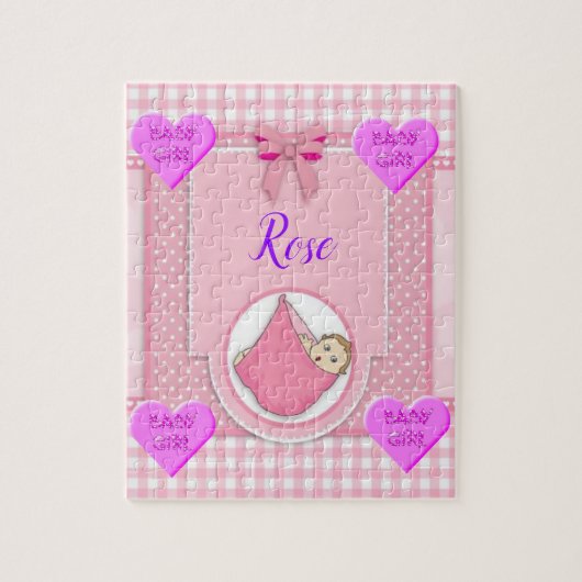 パズルベビーガールピンクストライプ ジグソーパズル (縦)