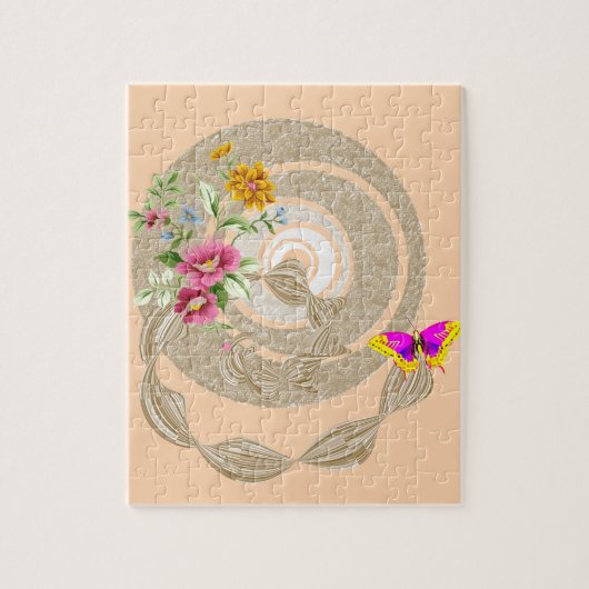 パズルベージュバタフライフローラ ジグソーパズル (縦)