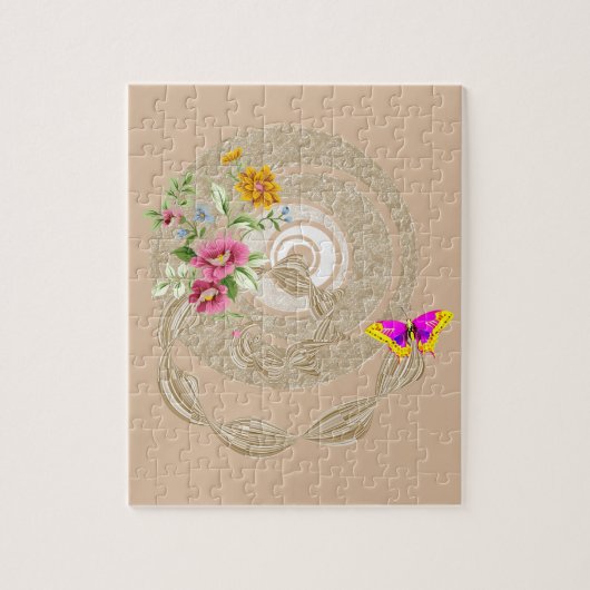 パズルベージュフローラ蝶 ジグソーパズル (縦)
