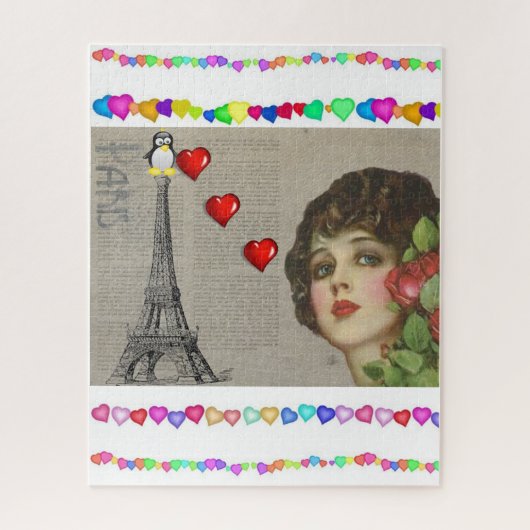 パズルペンギンハートハッピーバレンタイン ジグソーパズル (縦)