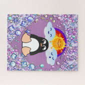 パズルペンギンレインボーハートハッピーバレンタイン ジグソーパズル (横)