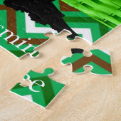 パズルホワイトグリーンブラックシェブロンウーマン ジグソーパズル (側面)