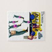 パズルホワイトペンギンとブラックペンギンのスクールバスドライバー ジグソーパズル (横)