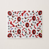 パズルホワイトレッド口紅ヒールハート ジグソーパズル (横)