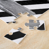 パズルホワイト&ブラックストライプシルバー ジグソーパズル (側面)