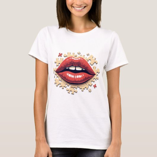 パズルポップ・アートの唇 Tシャツ (正面)