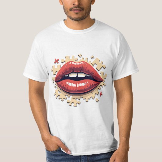 パズルポップ・アートの唇 Tシャツ (正面)