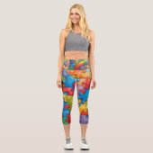 パズルヨガレギンス-ユニークフィットネス&Activewear カプリレギンス (正面)