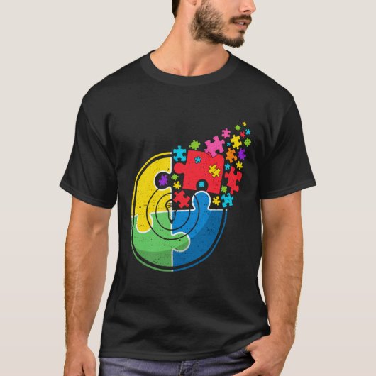 パズルラクロス支援自閉症啓発男性女性 Tシャツ (正面)
