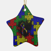 パズルリボングランジハート セラミックオーナメント (左)