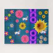 パズルレッドローズフローラペンギンブルー ジグソーパズル (横)