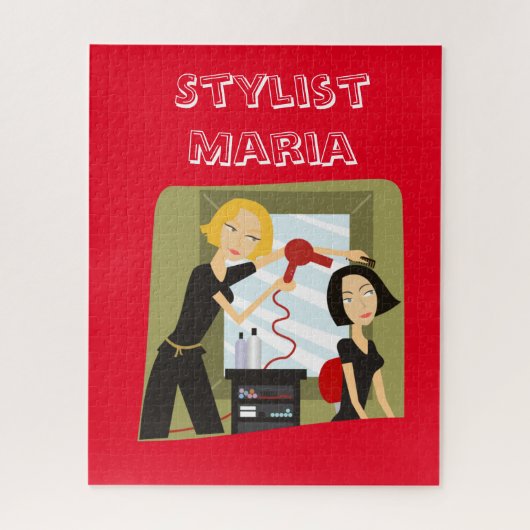 パズルレッド美しいサロンスタイリスト ジグソーパズル (縦)