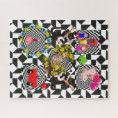 パズルヴィンテージガールドッグキャットフローラ車 ジグソーパズル (横)