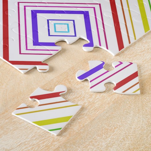 パズル品揃え色黄色と白ストライプ色 ジグソーパズル (側面)