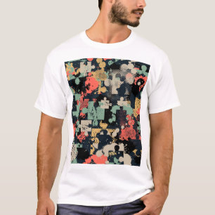 パズル抽象芸術:クリエイティブヴィンテージシームレス。 Tシャツ