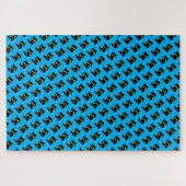 パズル挑戦的な黒い猫の青 ジグソーパズル (横)