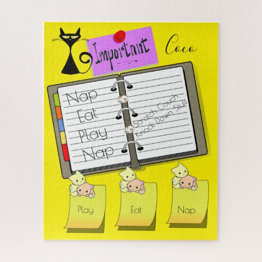 パズル猫ねこ子食べ猫昼寝遊注文 ジグソーパズル (縦)