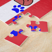 パズル猫猫猫猫魚骨レッドストライプ ジグソーパズル (側面)