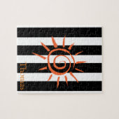 パズル白と黒のストライプ太陽 ジグソーパズル (横)