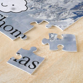 パズル白と黒のペンギンのスキー雲 ジグソーパズル (側面)